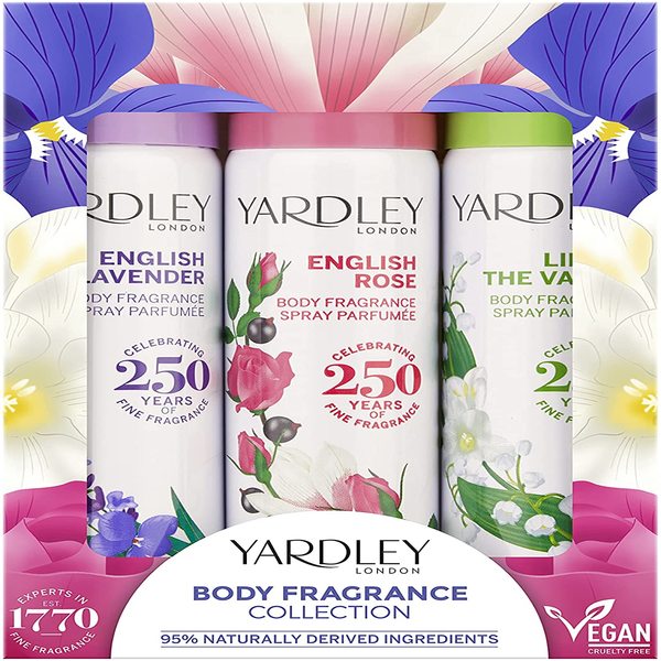 Yardley Body Spray Set (English Levender, English Rose, Lily of the Vailey Bodi Spray 3x75ml)